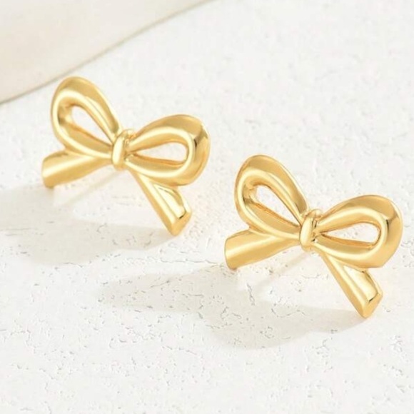 Anthropologie gold bow earrings - Picture 2 of 5